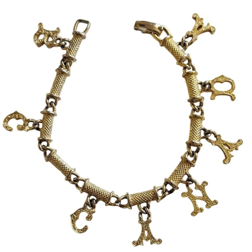 BC Canada Charm‎ Bracelet VTG British Colombia souvenir Gold Plated Dangle Retro